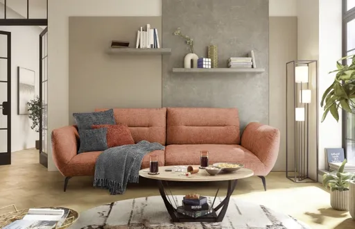 Megasofa PAYTON - 3-Sitzer, Stoff, Orange