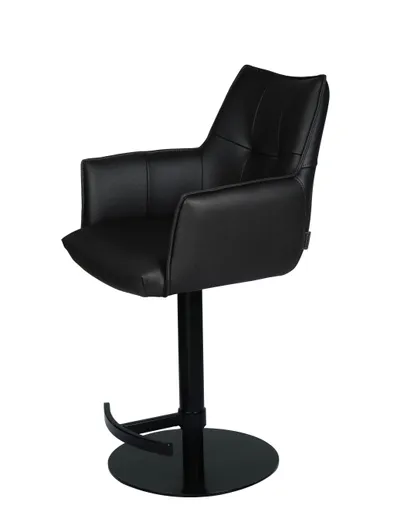 Barhocker MAKANA - drehbar, höhenverstellbar, Stoff, Schwarz