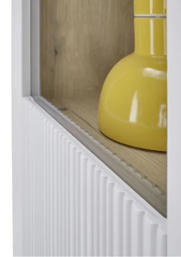 Vitrine- Eiche Dekor, Hellgrau