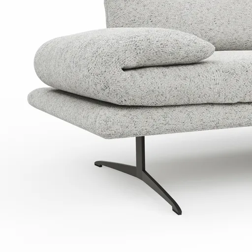 Ecksofa Lucero 2.0 - 2-Sitzer mit Longchair rechts inkl. Sitztiefenverstellung, Drehsitz und Sitztiefe verstellbar, Stoff, Offwhite