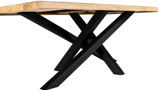 Esstisch - LB ca. 220x100 cm, Wildeiche massiv geölt, Schwarz