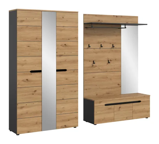 Garderobe - Basalt grau, Artisan Eiche Nachbildung