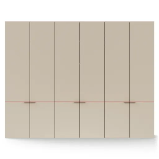 Drehtürenschrank Matera - BTH ca. 301x60x235 cm, Lack Kaschmir, Abs. Pfirsich