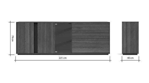 Sideboard Saratoga - Buche massiv, silbergrau geölt