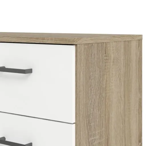 Kommode - B ca. 147 cm, Eiche Struktur Nachbildung, Weiß