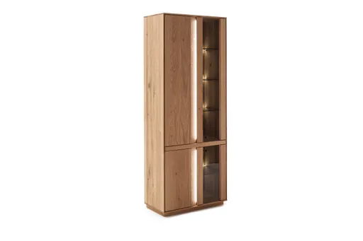 Vitrine Due Viso - inkl. Beleuchtung, BHT ca. 78x200x40 cm, Wildeiche massiv, geölt