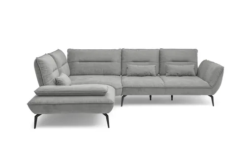 Ecksofa PAYTON - Ecke links, 2,5-Sitzer inkl. Rückenneigung, Armteilverstellung, Stoff, Silbergrau