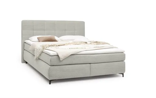 Boxspringbett- Liegefläche ca. 180x200 cm, Stoff, Graubeige, Hell