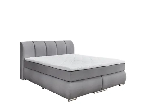 Boxspringbett- Liegefläche ca. 180x200 cm, Stoff, Silber