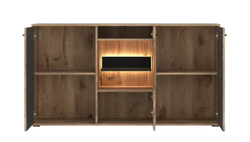 Sideboard - mit Beleuchtung, Viking Eiche Nachbildung, Anthrazit