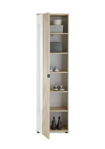 Garderobenschrank - B ca. 55 cm, Riva Eiche Nachbildung, Spiegel
