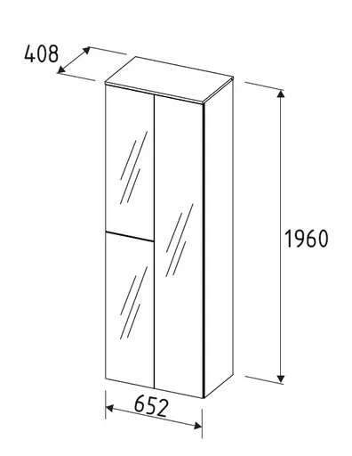 Garderobenschrank - B ca. 65 cm, Weiß, Spiegel