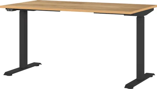 Schreibtisch GELI - höhenverstellbar, LB ca. 140x80 cm, Eiche Nachbildung, Schwarz