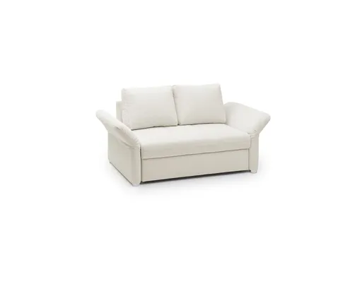 Sofa JORDEN - 1,5-Sitzer inkl. Schlaffunktion mit Bettkasten, verstellbare Armlehnen, Stoff, Creme