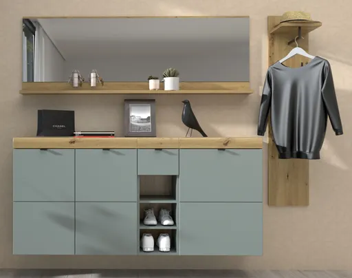 Garderobe - Schilfgrün, Artisan Eiche Nachbildung