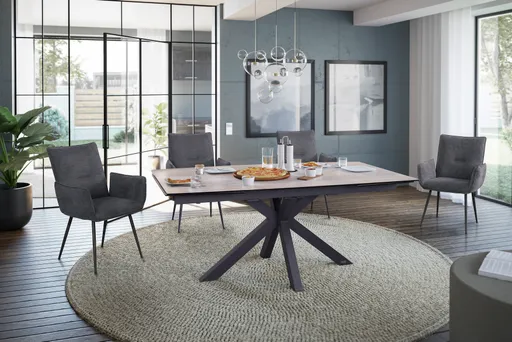 Esstisch MELANIA - ausziehbar, LB ca. 180x95 cm, Glaskeramik, Braun