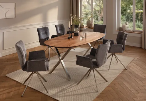 Esstisch Nayara - LB ca. 200x100 cm, Wildnussbaum massiv, geölt