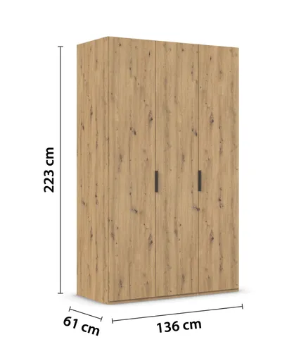 Drehtürenschrank ROVERO- B ca. 135 cm, Eiche Dekor