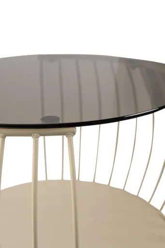 Couchtisch - Ø/H ca. 60x45 cm, Bronze, Cremeweiß