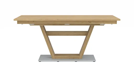 Esstisch Faro Plus - LB ca. 180x90 cm, Tisch verlängerbar (Klappeinlage einseitig), Wildeiche massiv, Bianco
