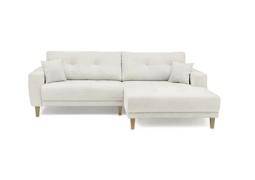 Ecksofa - 3-Sitzer, Ecke rechts inkl. elektrische Sitztiefenverstellung, Stoff, Creme