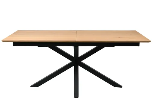 Esstisch MAKAIO - ausziehbar, LB ca. 180x90 cm, Eiche Furnier, Schweizer Kante, Schwarz