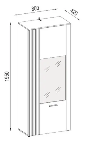 Vitrine - B ca. 80 cm, Anthrazit, Eiche Coast Evoke Nachbildung