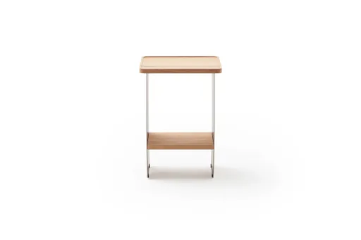 Beistelltisch Olai - LHB. ca. 40x45x40 cm, Wildeiche massiv, Metall, Beige