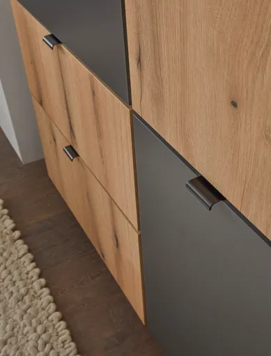 Highboard- Anthrazit, Eiche Dekor