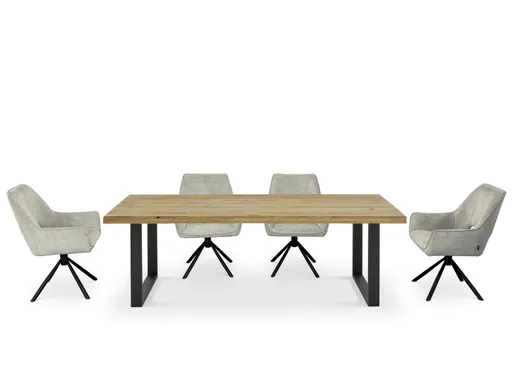 Esstisch - LB ca. 240x100 cm, Eiche massiv geölt, Schwarz