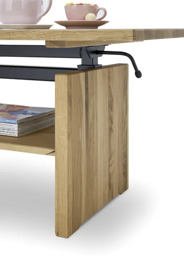 Couchtisch - höhenverstellbar, LB ca. 105x65 cm, Eiche massiv