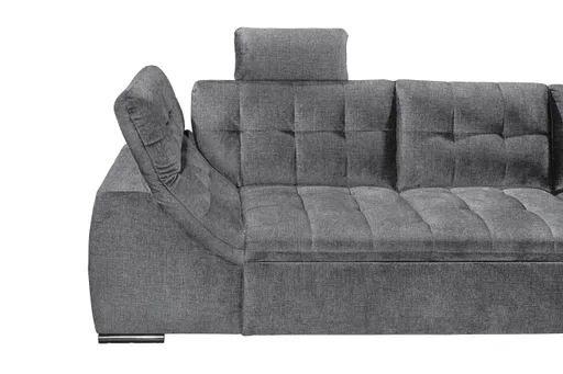 Ecksofa - 2-Sitzer, Ecke rechts inkl. Schlaffunktion und Bettkasten, Armteilverstellung, Stoff, Anthrazit