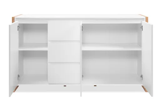 Sideboard - B ca. 160 cm, Weiß, Artisan Eiche Nachbildung
