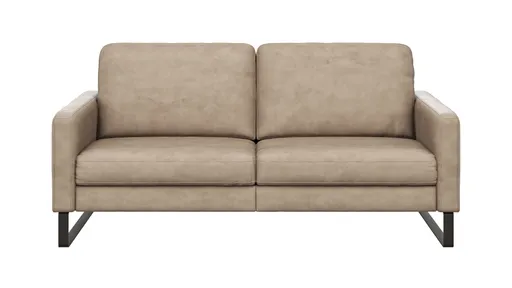 Sofa Enna - 3-Sitzer, Armlehne A, Leder, Taupe, Kufe, Schwarz