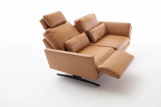 Sofa Tova - 2-Sitzer inkl. Rücken und Armlehnenverstellung, Leder, Cognac