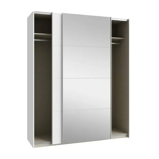 Schwebetürenschrank FREDDY 2- B ca. 170 cm, Weiß, Spiegel