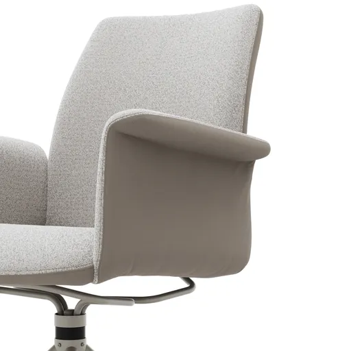 Armlehnstuhl Sedana - drehbar, Leder & Stoff, Grau