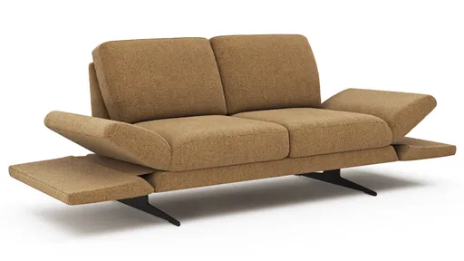 Sofa Tova - 2-Sitzer inkl. Rücken- und Armlehnfunktion, Kufe, Stoff, Kurkuma