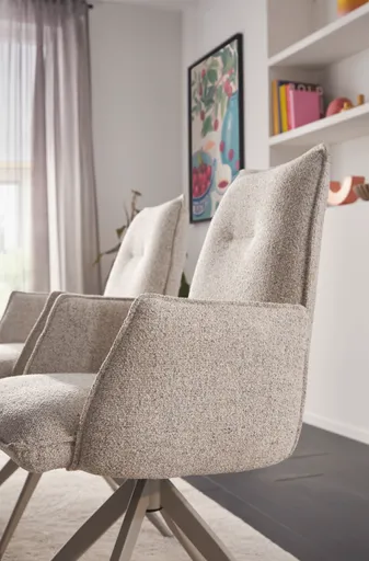 Armlehnstuhl Dinner - drehbar, Stoff, Champagner