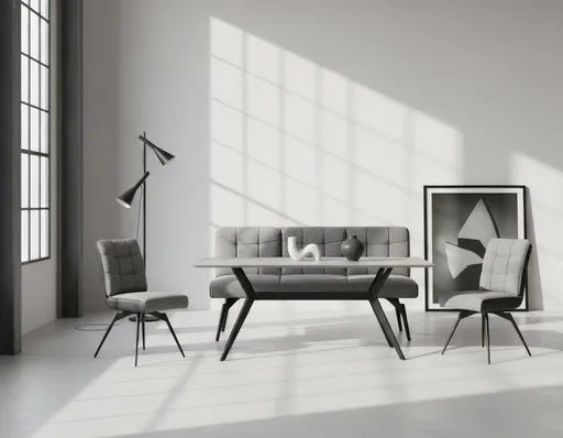 Esstisch - LB ca. 180x90 cm, Marmoroptik grau, Schwarz