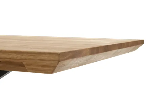 Esstisch - LB ca. 200x100 cm, Wildeiche massiv geölt, Schweizer Kante, Schwarz