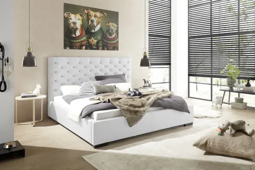 Bettgestell SANDRIN E- Liegefläche ca. 180x200 cm, Stoff, Hellgrau