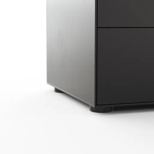 Highboard Jyn - BHT ca. 91x144x41 cm, Lack, Schwarz, Bodenstehend