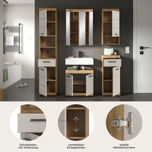 Badblock - 5-teilig, Evoke Eiche Nachbildung, Kaschmir