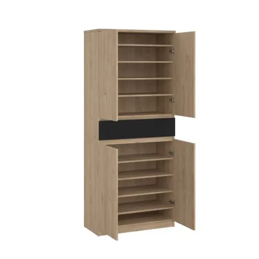 Schuhschrank - B ca. 81 cm, Jackson Hickory Nachbildung, Schwarz