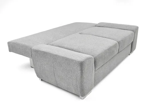 Schlafsofa EMIEL - 2-Sitzer inkl. Schlaffunktion und Bettkasten, Stoff, Hellgrau