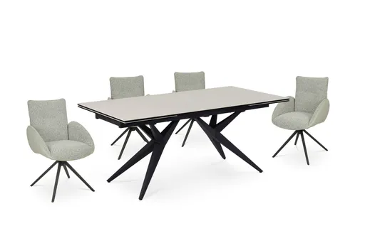 Esstisch MICHELA - ausziehbar, LB ca. 180x95 cm, Glaskeramik, Travertin farbig