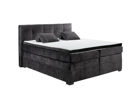 Boxspringbett - Liegefläche ca. 180x200 cm, Stoff, Schwarz