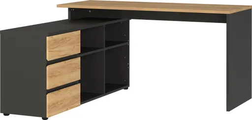 Winkelschreibtisch GRIFFIN - LB ca. 146x145 cm, Eiche Nachbildung, Graphit