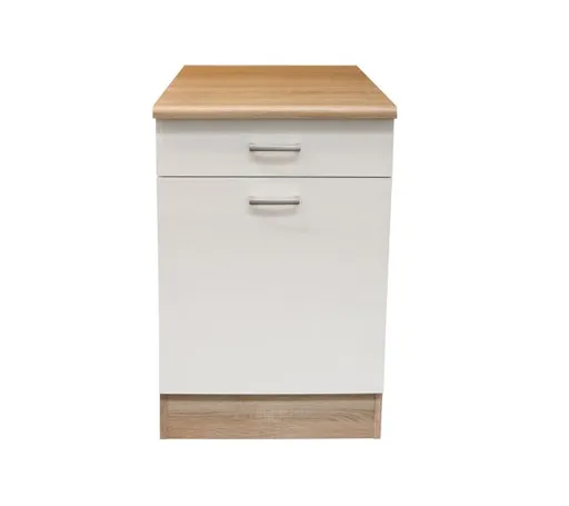 Unterschrank- B ca. 50 cm, Eiche Dekor, Weiß, Matt